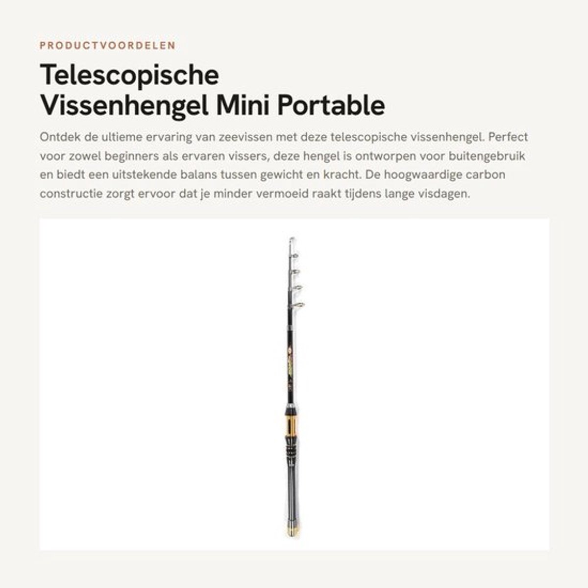 Telescopische Hengel 1,5/1,8/2,1/2,4/2,7/3,0 m - Draagbare Zee Hengel - Carbon Hengel - Keramische Draad Ring - Lichtgewicht - Schokbestendig - Visserijhengel