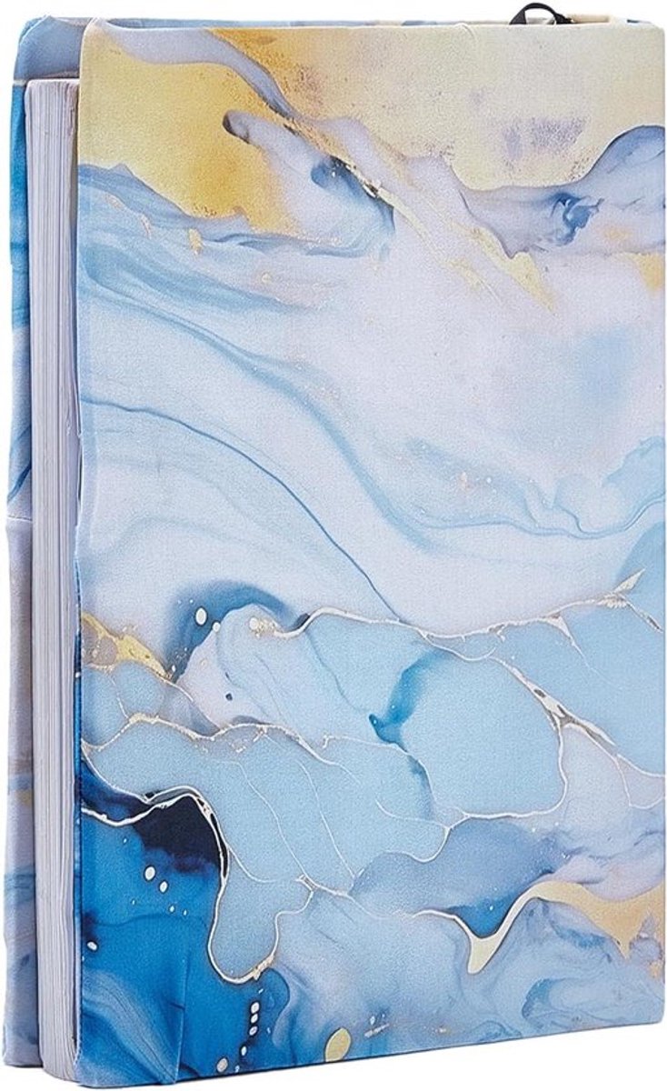 Boekhoezen met blauw marmerpatroon, rekbare verstelbare boekhoes voor volwassenen - Jumbo omslag - Wasbaar en herbruikbaar