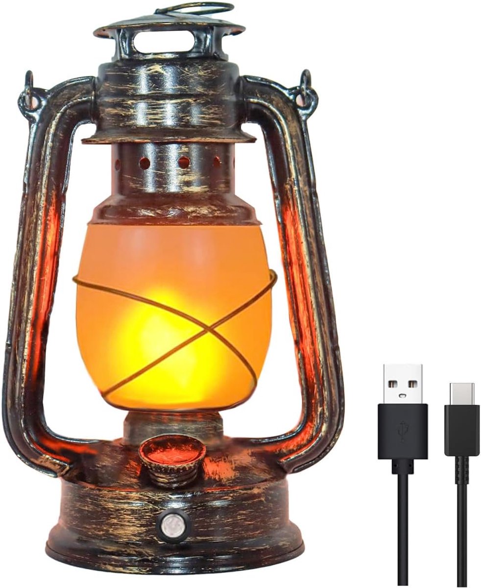 SnelShoppen - Oplaadbare Vintage Led-lantaarns met Flikkerende Vlam - Decoratieve Tafellamp voor Buiten, Kerstverlichting, Tuin, Camping en Feest - Wa