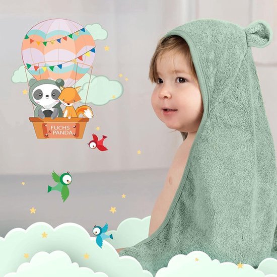 Zachte en dikke babyhanddoek met capuchon, 100% bamboe, 75 x 75 cm, voor een comfortabele uitstraling en warm gevoel van Merkloos — afbeelding 5