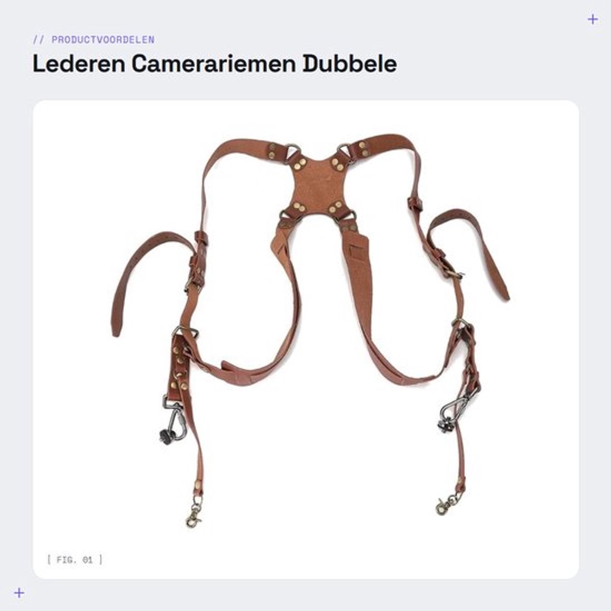 Camerariem Dubbele Schouderharnasriem - Verstelbare Schouderriem - Leer/Messing - Geschikt voor DSLR-camera's - Lichtgewicht - Gloednieuw - Camera Strap
