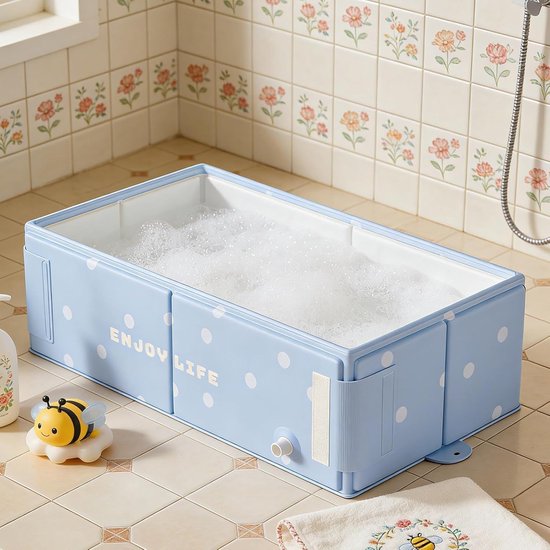 Kinderbadje Opvouwbaar - Draagbaar Babybad - Veilig Buiten Spelen - Snel Klaar Voor Gebruik - 76 x 40 cm - Blauw — afbeelding 2