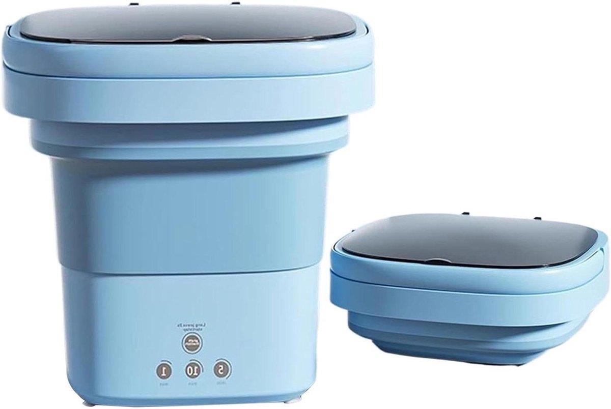 Draagbare Wasmachine Opvouwbare Mini Wasmachine Reizen en Camping Met Afvoermand 6 Liter Blauw