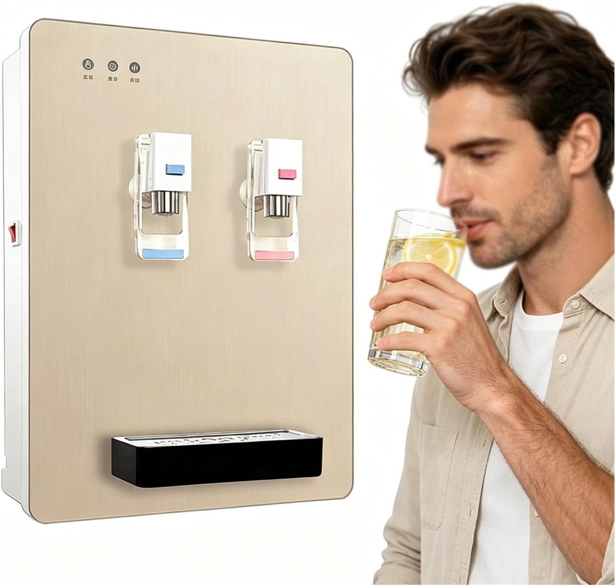 Waterkoeler Dispenser - Warme Koude Waterdispenser - Direct Water Tappen - Leidingwater Aangesloten - 42 x 32 x 12 cm