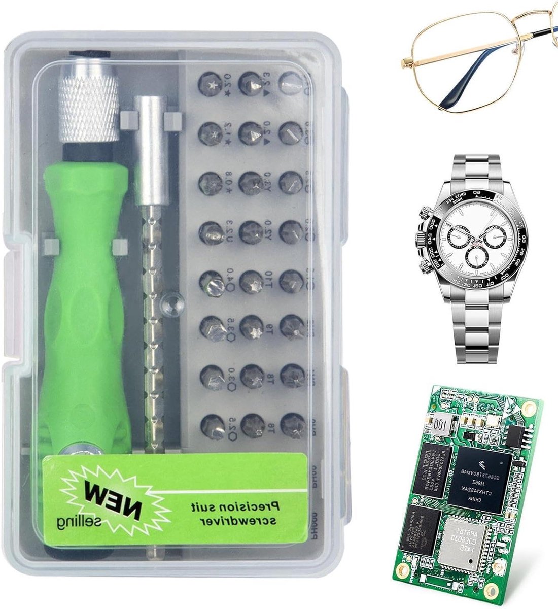 Precisie Schroevendraaierset - Gereedschapskit Reparatie - Elektronica Repareren - 32-in-1 Componenten - 10.9x6.6x3.2cm - Niet gespecificeerd