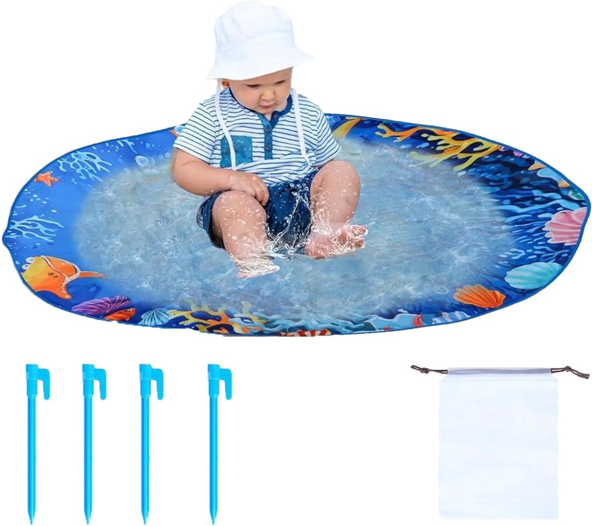 Strandbad Peuter - Kinderzwembadje Strandmat - Buiten Spelen - Opblaasvrij Ontwerp - 150x150cm - Meerkleurig
