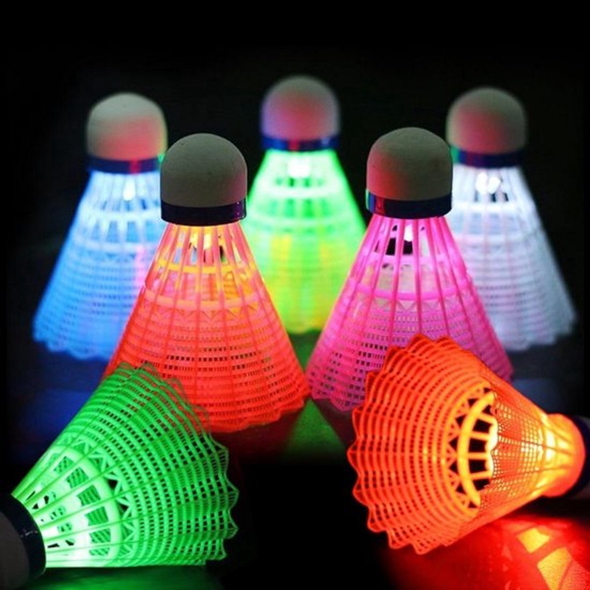 Led-badmintonballen 6 stuks voor nachtelijke sportactiviteiten