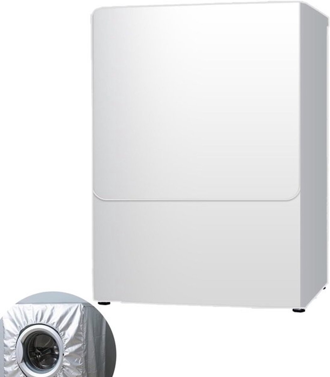 Stofdichte en waterdichte wasmachinehoes met zilveren rand - Maat L 60 x 65 x 90 cm - Voor badkamer, keuken en balkon