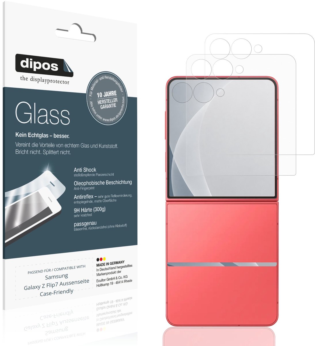 dipos – 2x Matte Pantserfolie geschikt voor Samsung Galaxy Z Flip7 Buitenkant Case-Friendly | 9H Screenprotector