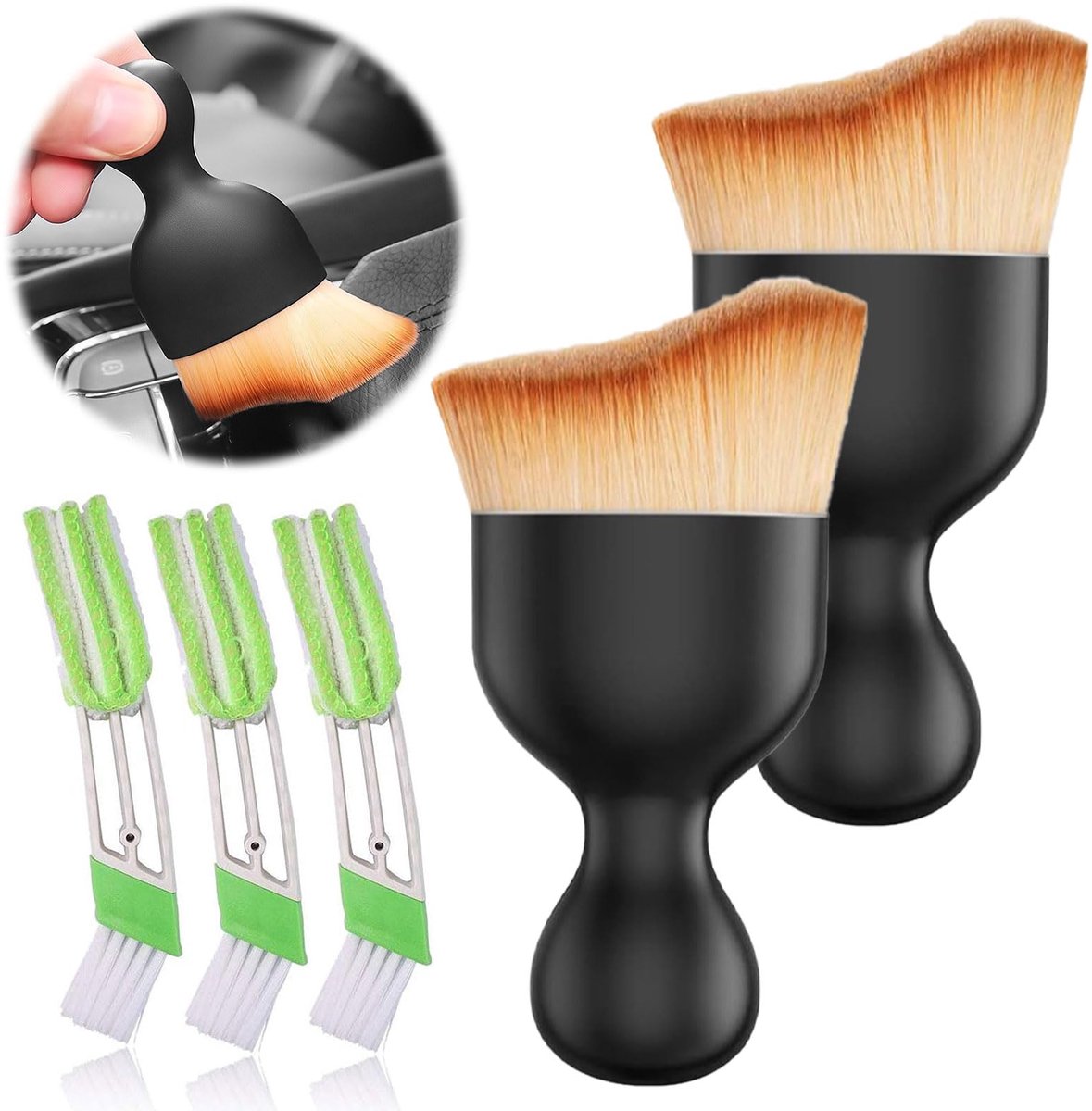 Dailygoods - Set van 2 Auto Interieur Reinigingsborstels - Zachte Borstels voor Krasvrije Reiniging