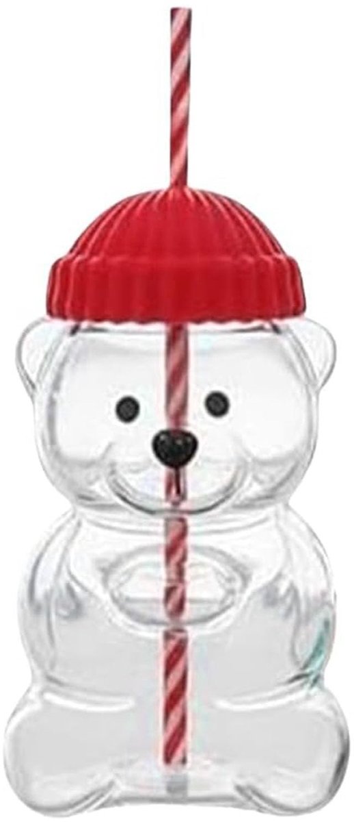 Dailygoods - Bear Straw Cup - 20oz Schattige Glazen Beker met Herbruikbaar Rietje