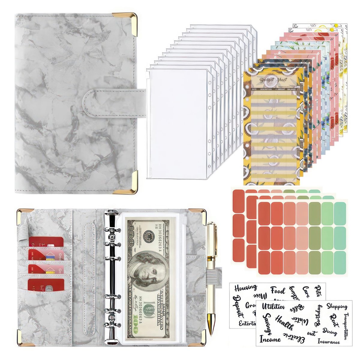 Dailygoods - Budget Planner A6 met Compartimenten - Financiële Planner voor Effectief Sparen