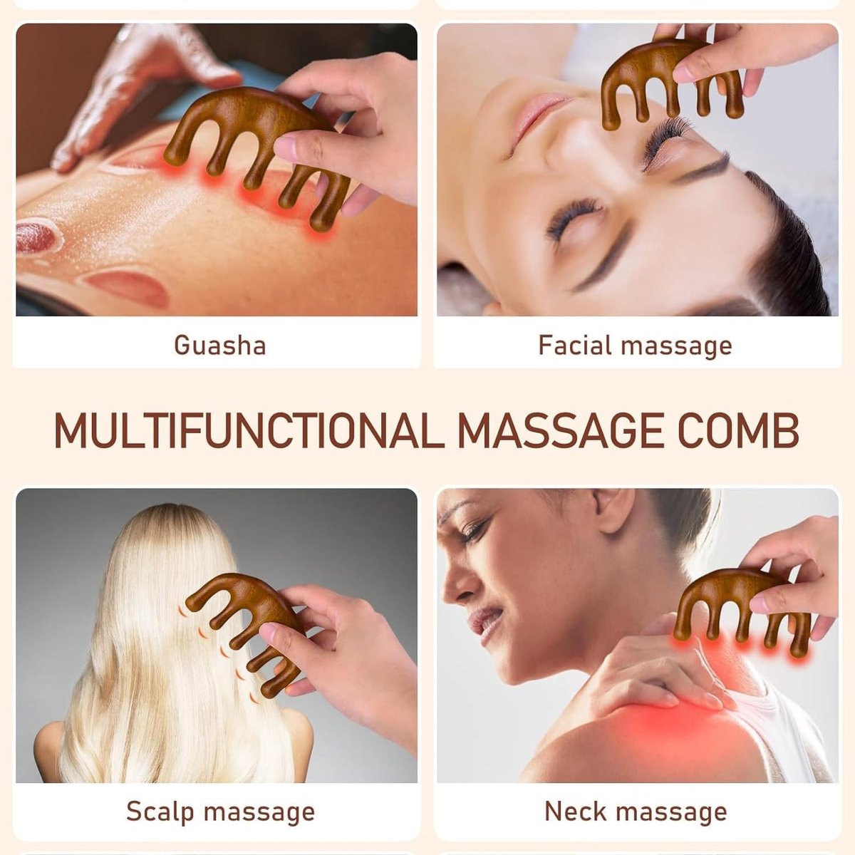 Dailygoods- Hoofdhuidmassageborstel - Set van 2 - Houten Massageborstel - Zuurstofmassageapparaat - Ontspanning - Gezond Haar