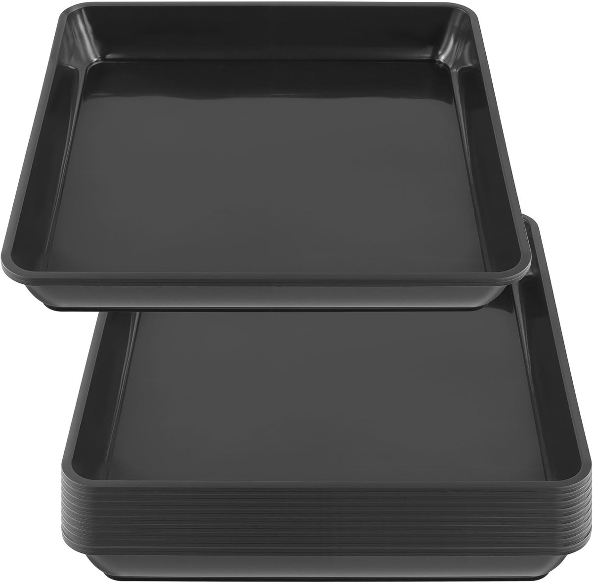 Flower Pot Coaster, Square, 29 x 29 x 4.3 cm, Square Flower Pots, Coaster, Black Flower Coaster, Plastic, for Outdoor, Indoor, Plants, Pack of 10