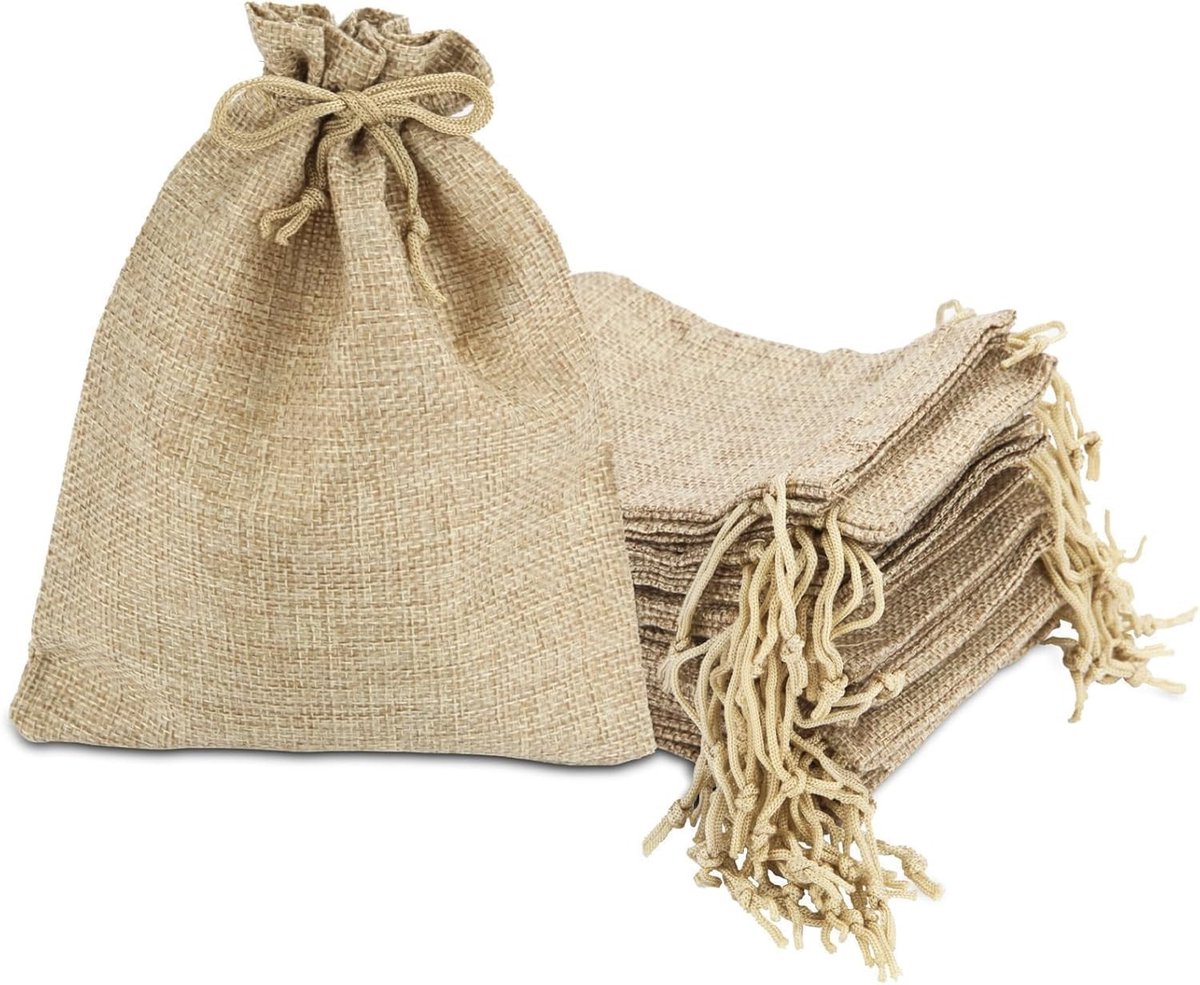Cadeauzakjes - Beige - 17 x 23 cm - Stoffen Zakjes met Trekkoord - Voor Geschenken en Doe-Het-Zelf
