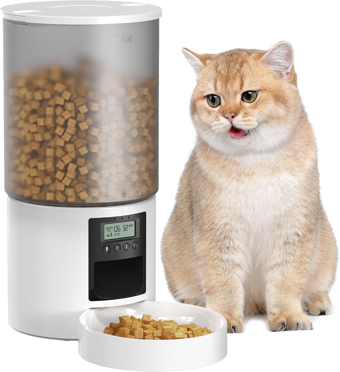 Automatische Honden/Kattenvoeder - Wit - 6L - Voederautomaat met Timer en Stemopname - Voor Katten en Honden