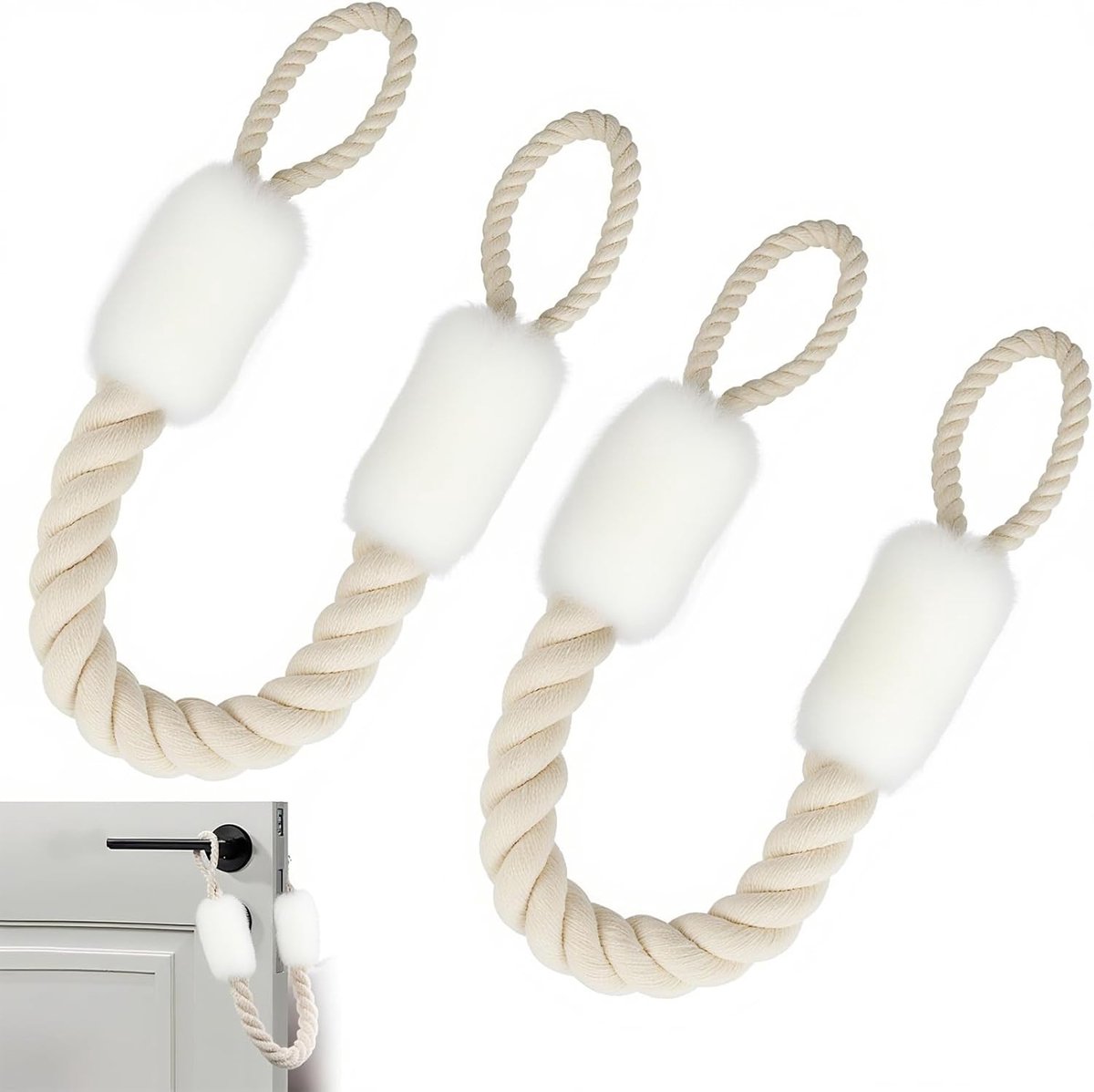Duurzame en veilige deurstopper voor kinderen en huisdieren, 58 cm, vingerbescherming, wit