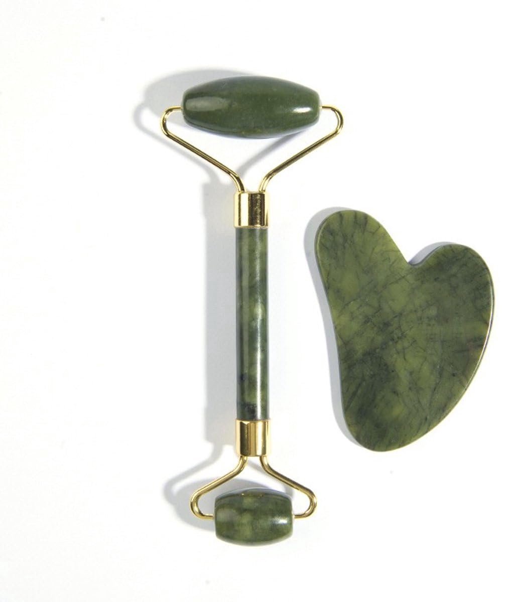 Okado Jaderoller en Gua Sha Steen – Gezichtsmassageset – Groen