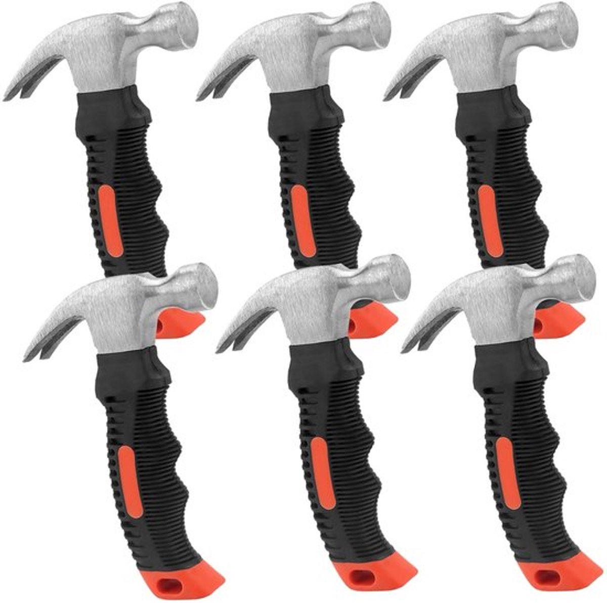 Klauwhamer Stompe 6 Stuks - Mini Klauwhamer - Antislip Handvat - Koolstofstaal - Schokbestendig - Roestbestendig - Hamer