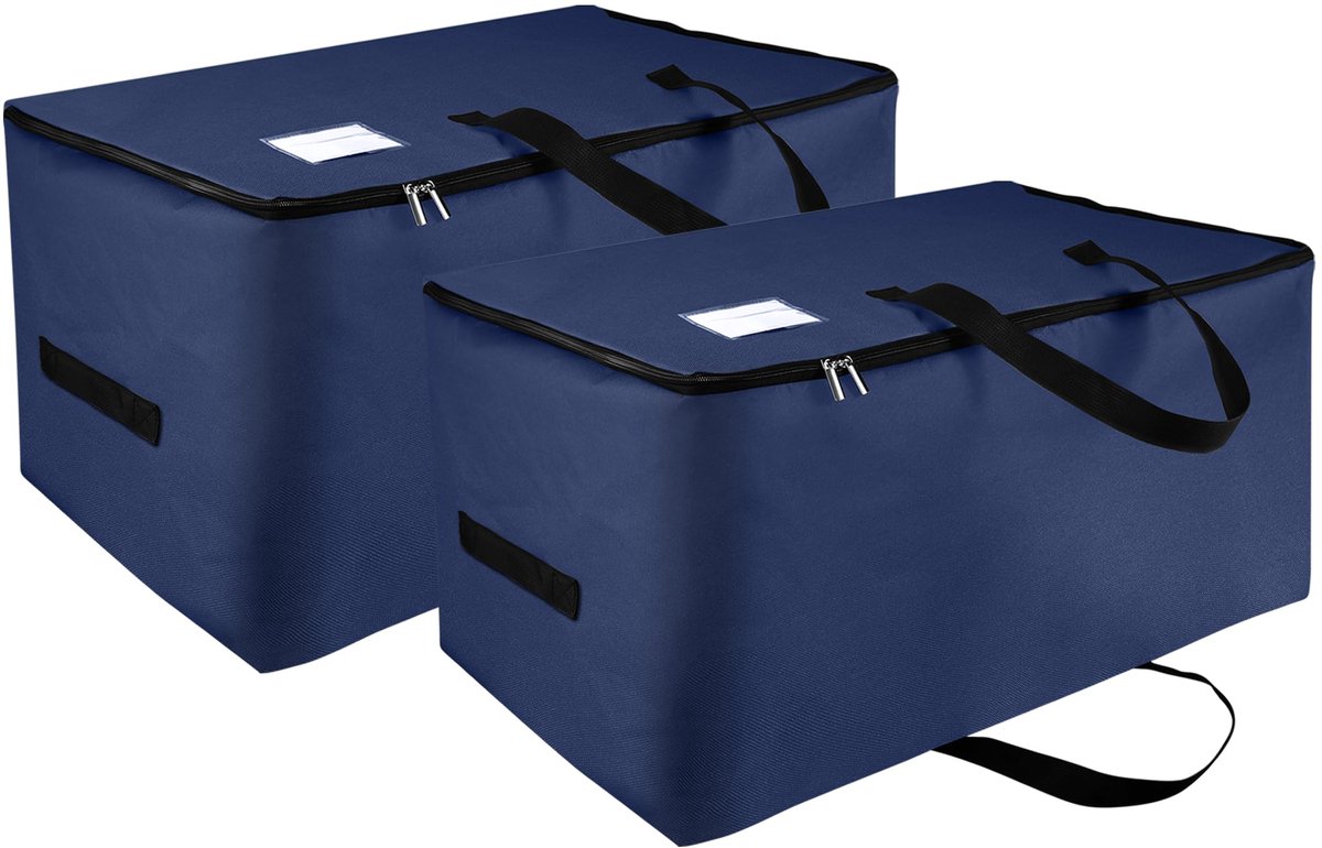 2x Onderbed Opbergtas - 105L Grote Kleding Organizer met Handgrepen - Opvouwbare Oxford Stoffen Opbergbox - Draagbare Opbergtas voor Kleding, Dekens & Verhuizen - Donkerblauw