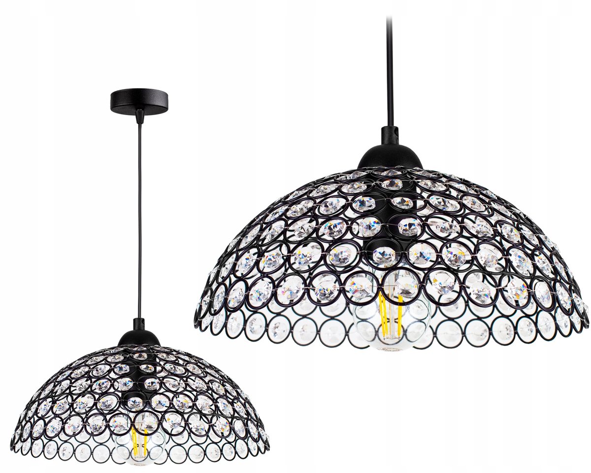 Hanglamp Kristal Zwart Loft Stijl E27