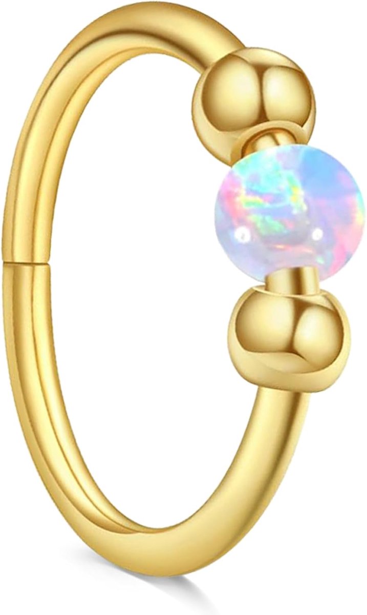 Neuspiercing, ring, 18 g, 8 mm/10 mm, neusring, piercing, oor, septumpiercing, helix ring, nostril, tragus, clicker, lippiercing, hypoallergeen, wit, blauw, roze, opaal, neusringen voor dames