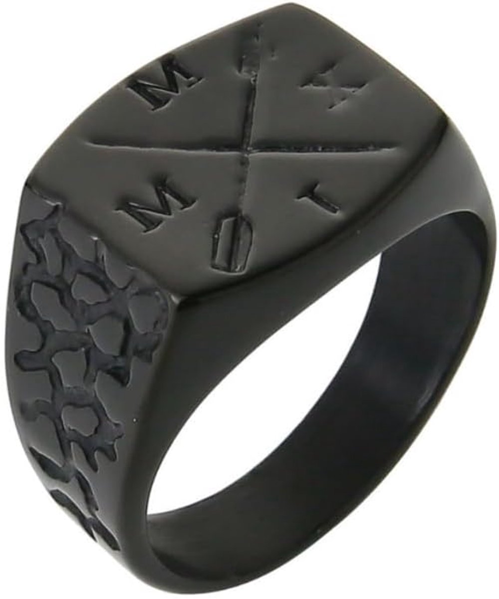 Zegelring Edelstaal Zwart Arrow-21.5mm