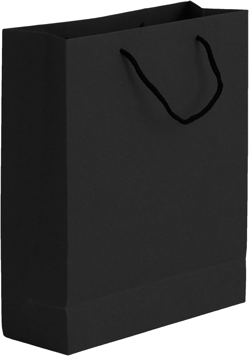 10 stuks verdikte papieren zakken met handvat, cadeauzakjes, papieren draagtassen, cadeautasjes van kraftpapier, cadeauzakjes voor levensmiddelen, bakken, merchandise, boetiek detailhandel, zwart, 28