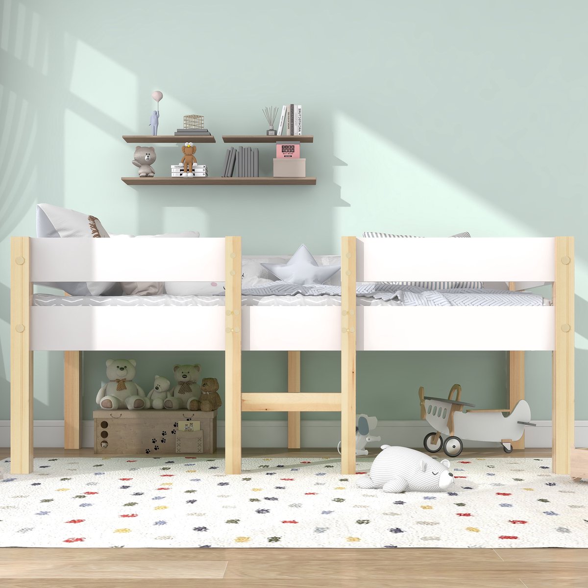 Hoogslaper - 90x190 Cm - Bed - Met Lattenbodem - Met Opbergruimte - Wit