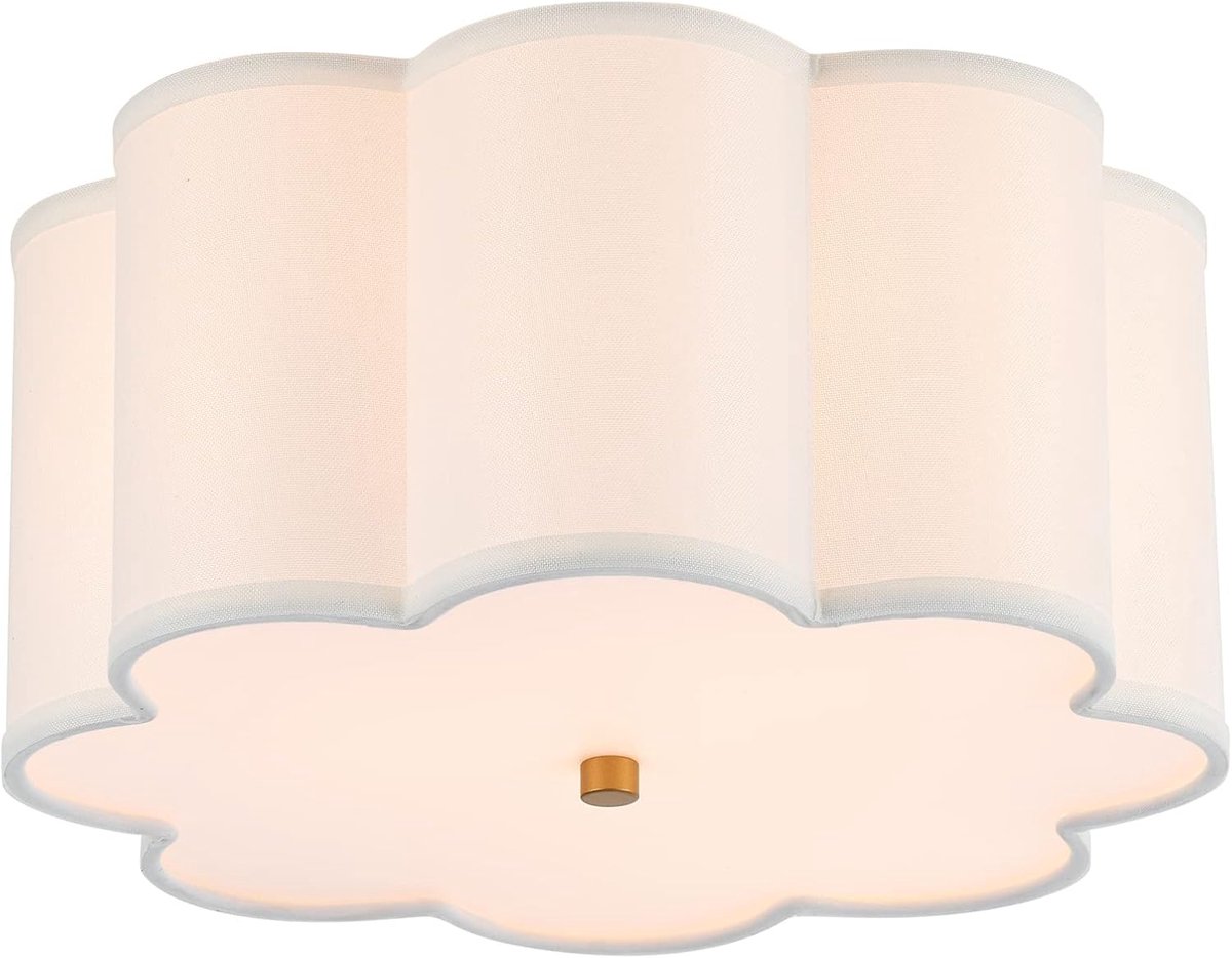 Flush Mount Plafondarmatuur, Moderne Plafondlamp Crème Witte Stof Trommelkap, 3 Lichten voor Kinderkamer, Slaapkamer, Keuken, Hal Entree
