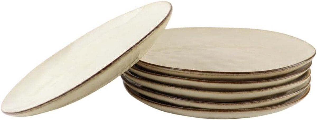 Dinerborden - Bordenset - 6 Persoons - Beige - 27cm - Keramiek - MAPLE