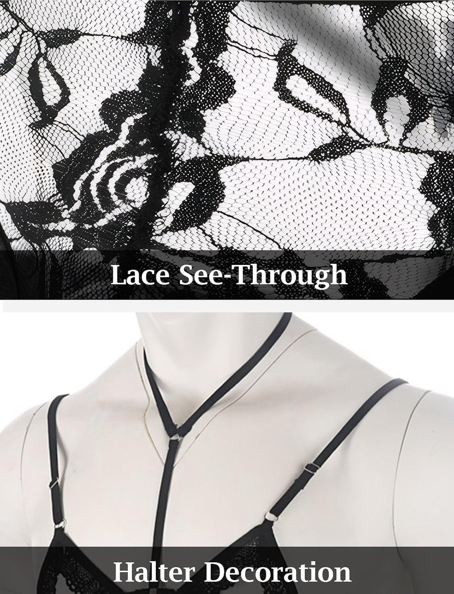 Crossdresser Sexy lingerieset kant beha en string Sissy uitgehold ondergoed set S-XL