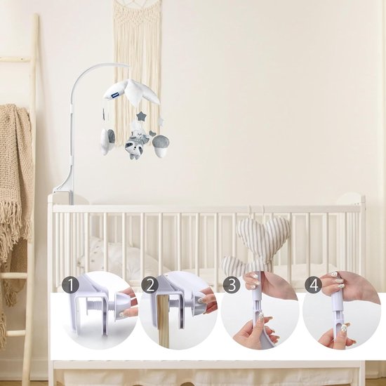 Mobiele houder, babybed, belhouder, houder, mobiele houder, frame stang, kinderbed, mobiele klokhouder, kinderkamerdecoratie, 61 cm, babymobiel voor bed (zonder speelgoed) — afbeelding 5