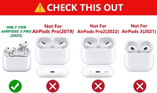 Hoes voor AirPods Pro 3 / Pro 3e generatie 2025 - siliconen beschermhoes - 3D schattige huid ontwerp - met reinigingskit en karabijnhaak - veelkleurige oortelefoon case voor jongens meisjes (Ameng) — afbeelding 2