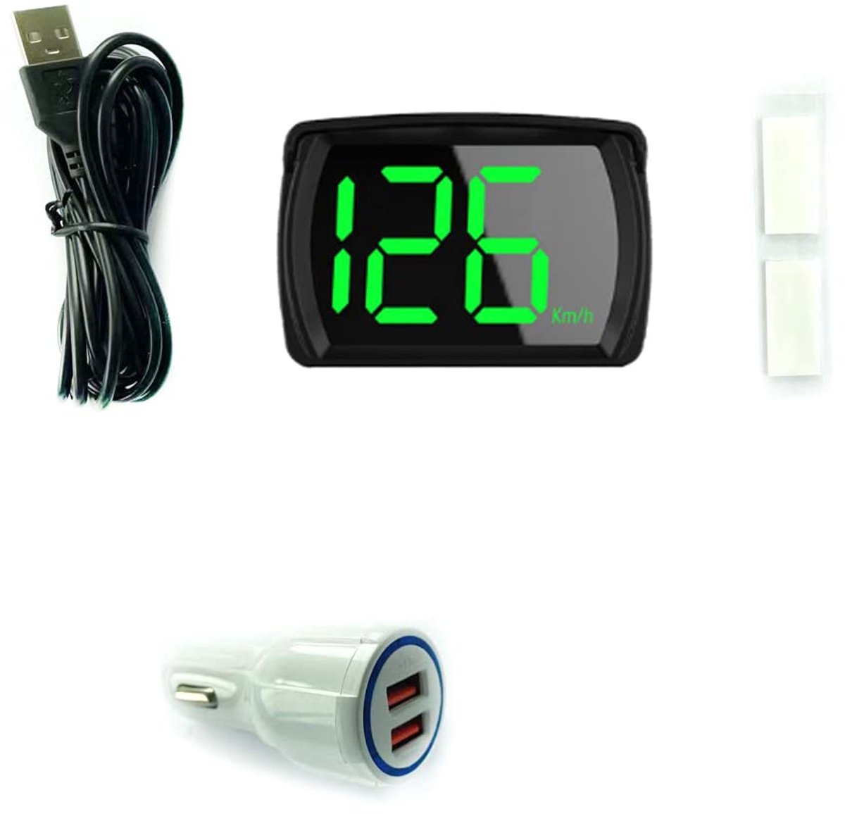 Headup Display KM/H MPH GPS Digitale snelheidsmeter met led-display met grote letters, auto-laadadapter voor auto, vrachtwagen, SUV, motorfiets