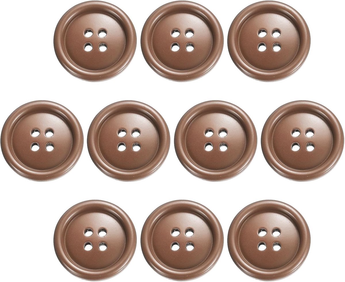 Knopen, 25 mm 4 gaten naaien harsknopen, knutselknopen, ronde reserveknopen voor naaien, mantel, overhemden, kleding, doe-het-zelf handwerk, decoratie, lichtbruin