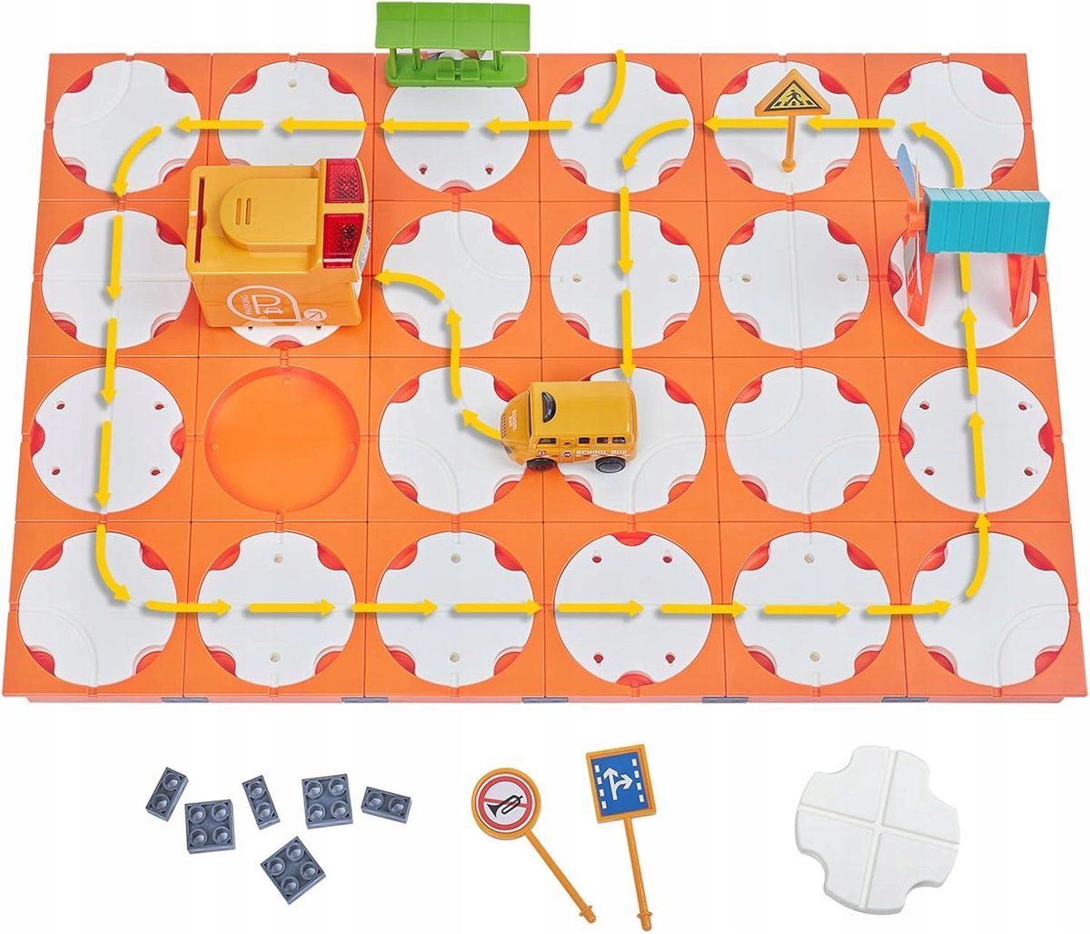 Merkloos Puzzel Autospeelbaan met Geluidseffecten - Oranje