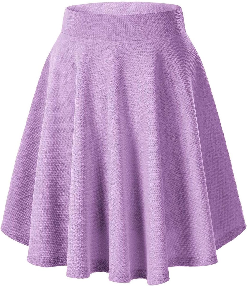 Elegante Elastische Taille Flared A-lijn Midi Rok Basic Uniform Geplooide Skater Rokken