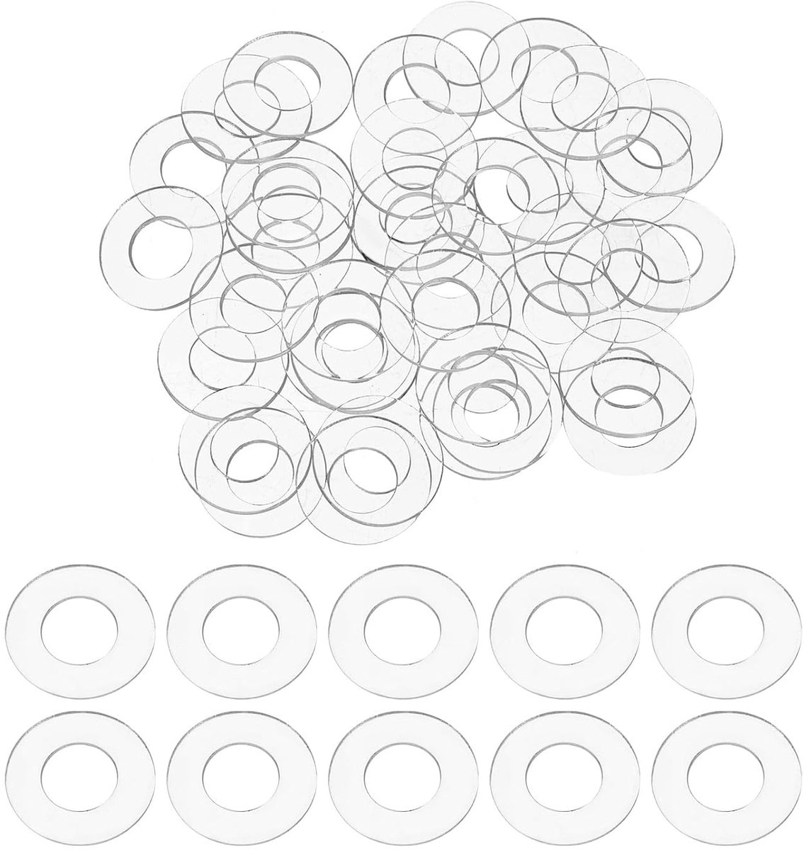 Rondelle Platte in Plastic PVC 8x16x0,5mm (ID/OD/Hoogte), 200ST Afdichtingsring voor Deurhendel Scharnieren Handdoekhouder Rem Isolatie Bevestigingen, Transparant