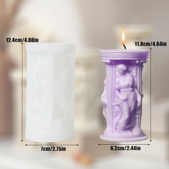 Athena Kaarsvormen, 3D-kaarsvormen voor het maken van kaarsen van hars, gietvorm voor geurkaarsen, zeep maken, was, hars gieten, zeep, cake, dessert, mousse vorm (Athena B) — afbeelding 5