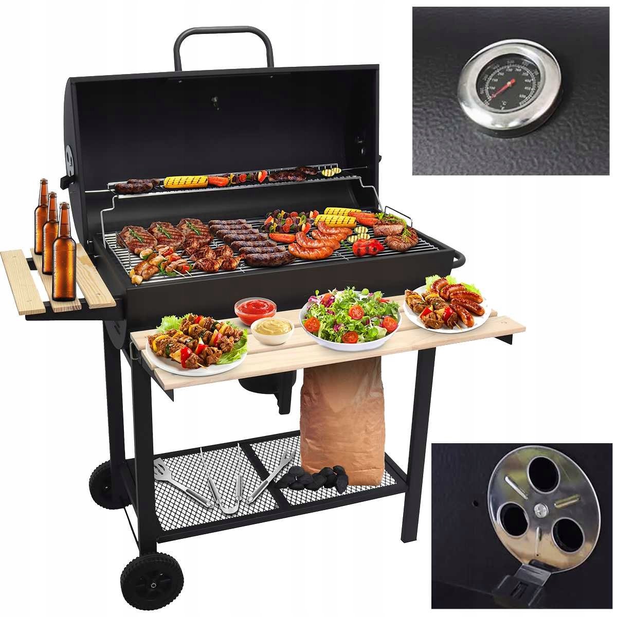 Heckermann Koolgrill op wielen met thermometer en 2 roosters