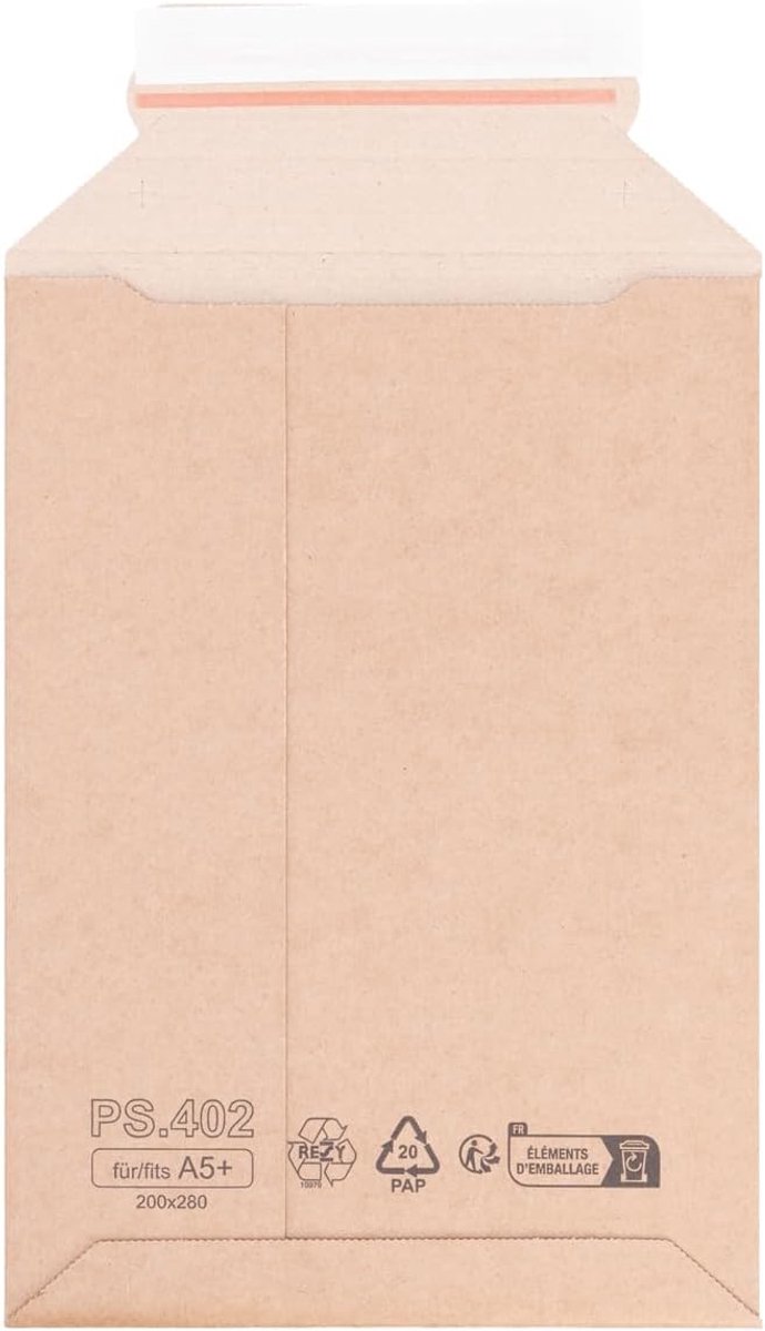 Verpacking golfkarton verzendenveloppen 200 x 280 mm - A5+ bruin [maat en aantal naar keuze] verzendenvelop karton zelfklevend 50 stuks