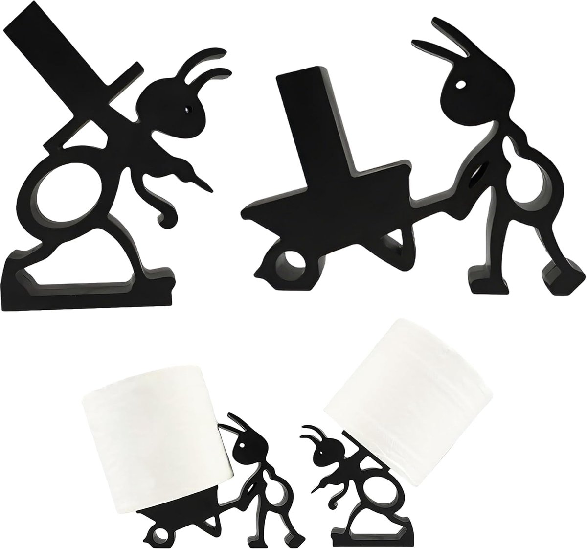 2 stuks 3D Ameise toiletpapierhouder wc-papierhouder vrijstaand badkamerfiguur, grappig Ant Design decoratie toiletpapieropslag, wc-rolopslag mier voor badkamer, toilet gasten