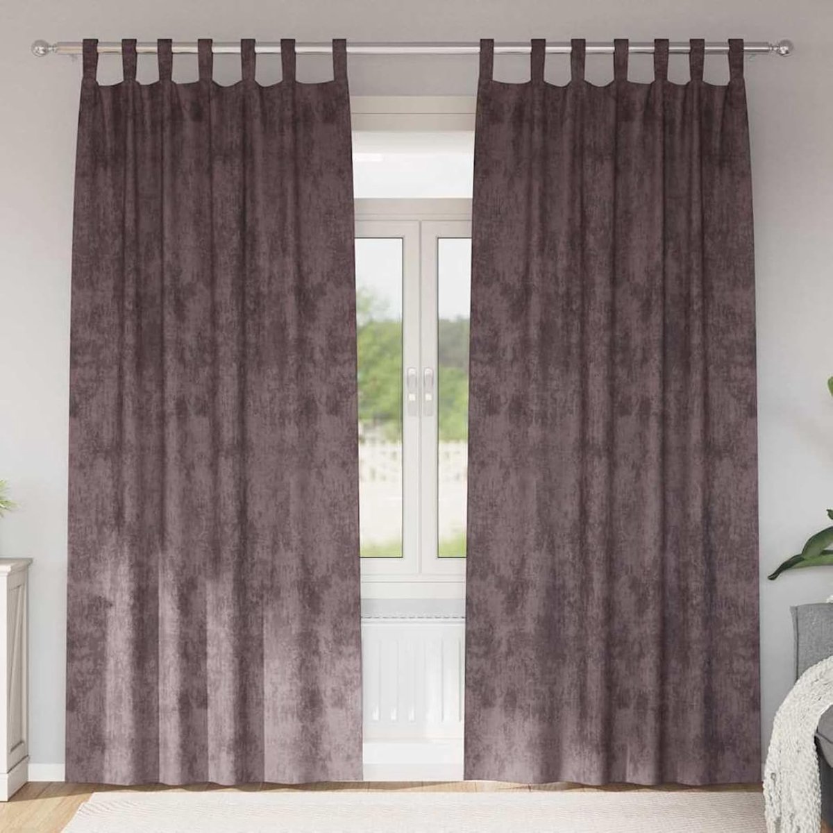 Fluwelen gordijnen 2 stuks met oogjes bruin 260 x 140 cm, gordijnen verduisteringsgordijn thermogordijn voor slaapkamer 4107732