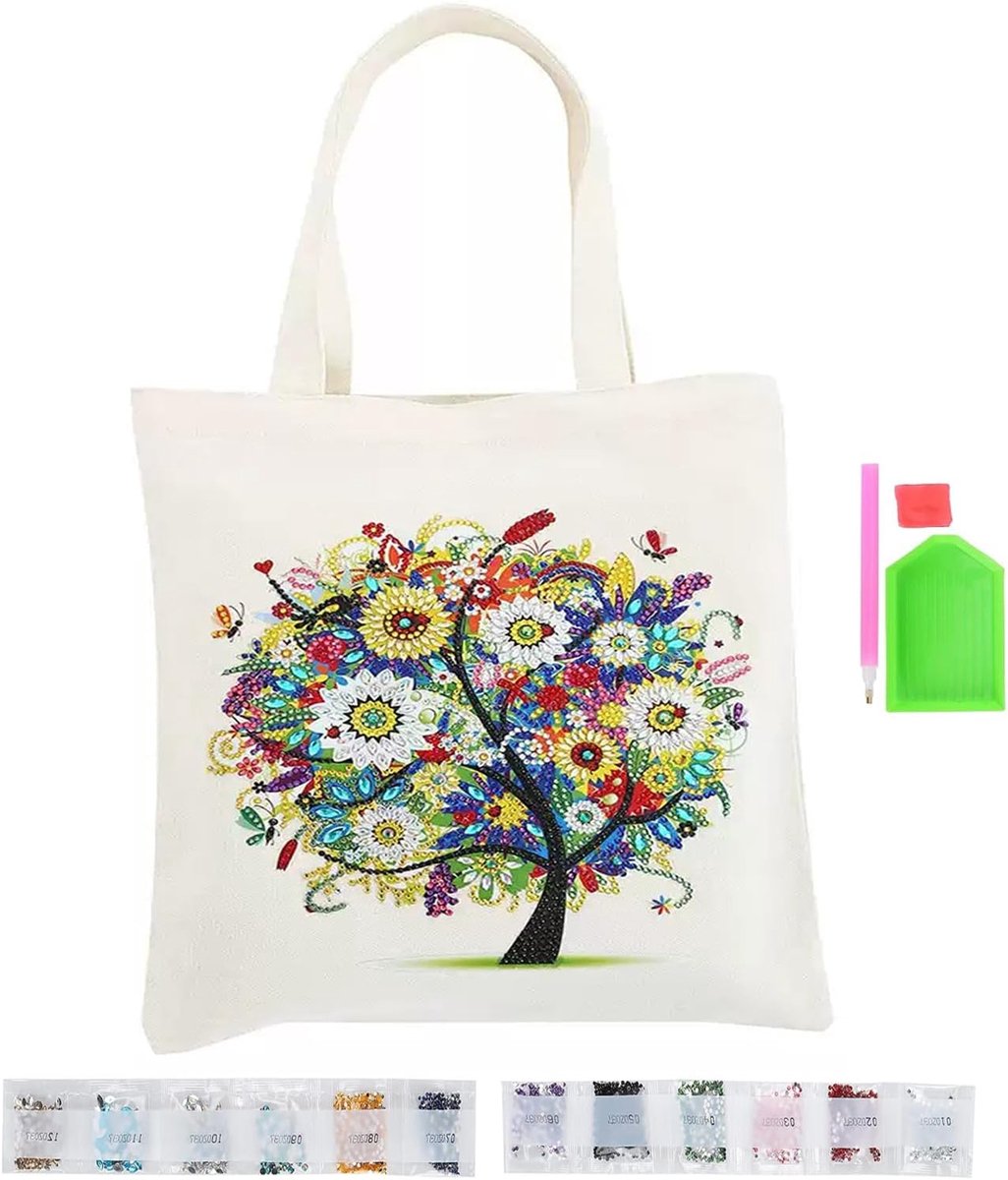 Diamond Painting draagtas, boodschappentassen voor diamantschilderen, deelboor-kruissteek, boodschappentassen, 5D DIY Diamond Painting boodschappentassen