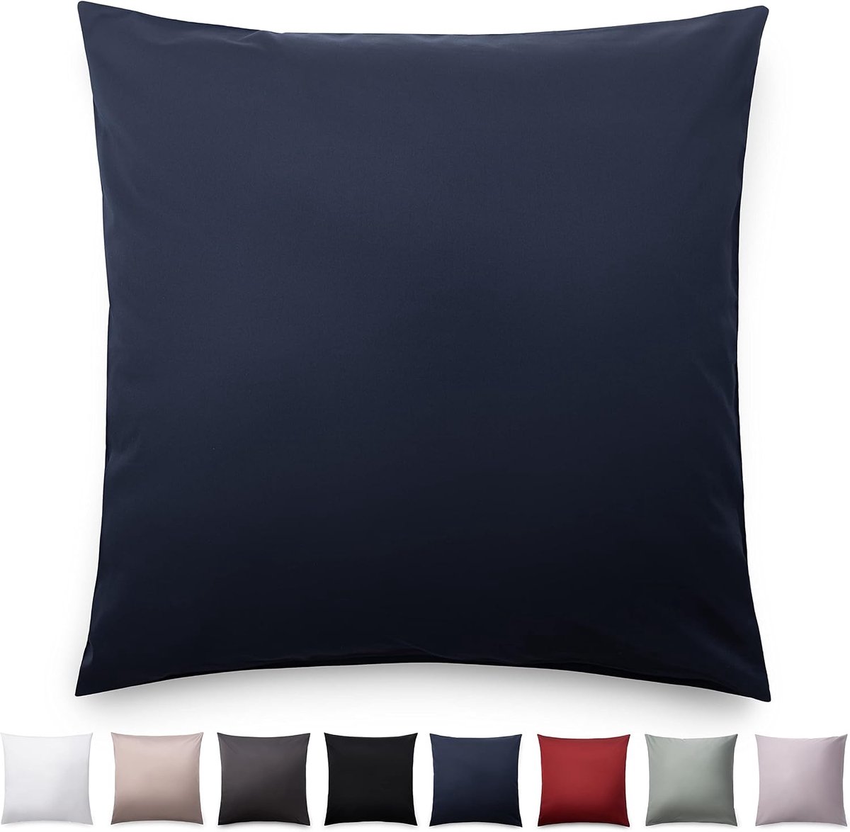 Mako satijnen kussensloop 50x50 katoen donkerblauw - kussensloop van 100% katoen - elegante glanslook & ritssluiting - satijnen kussensloop voor kussens 50x50 Throw & Sofakussen