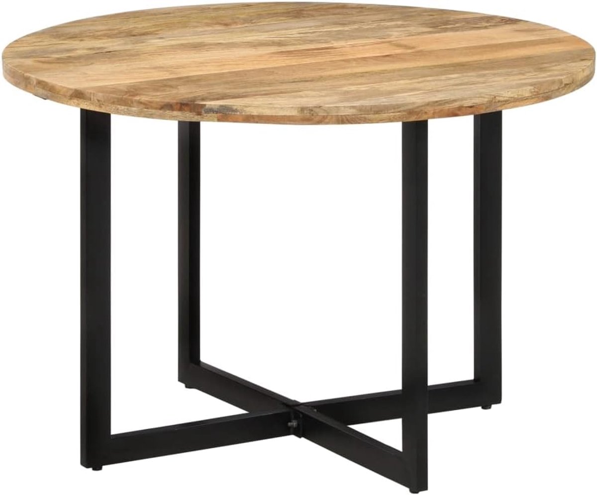 Massief mangohout eetkamer retro stijl 110x75 cm | Eettafel massief mangohout 110x75 cm houten eetkamertafel met ijzeren frame voor keuken eetkamer retro design