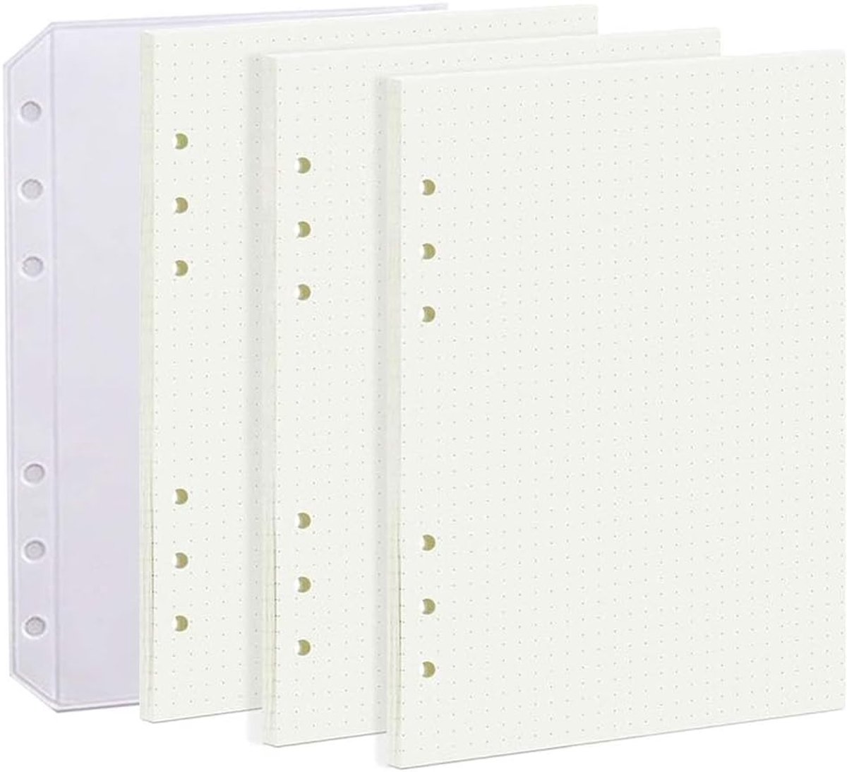 Navullingen voor A5-papier, blanco papier met 6 gaten, A5-formaat, navulpapier voor notities, planners, dagboeken, schetsen, wit, 120 stuks