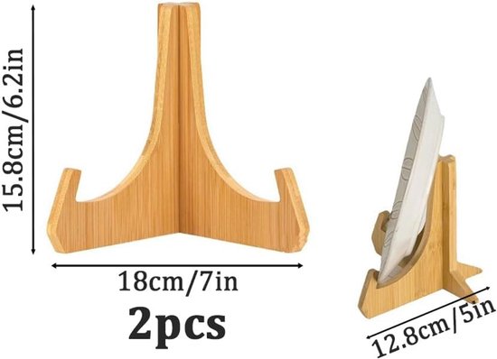 Bordenstandaard voor standaard, 2 stuks 6 inch bordenhouder, houten tafelstandaard, mini-tafelstandaard, decoratieve tafelstandaard, fotolijst, standaard, voor borden, boeken, plaques, foto's — afbeelding 5