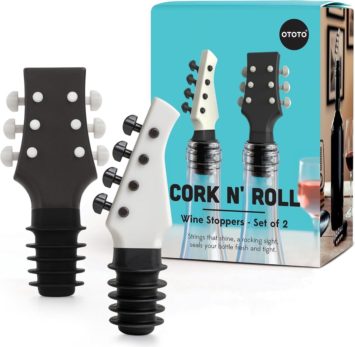 Gitaar Flessenopeners - RVS - Set van 2 - Voor Muziekliefhebbers